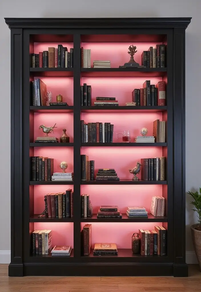 17 DIY Black and Pink Room Decor Ideas for Book Lovers  - 4. DIY Bookshelf with Color Accents