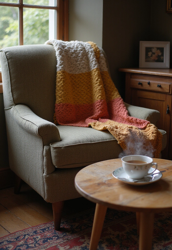 23 Aesthetic Grandmacore Home Decor Ideas for Book Lovers - 2. Cozy Reading Blanket