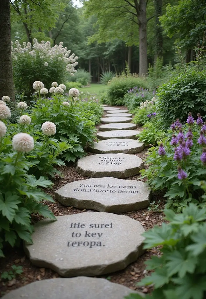 12 Cozy Small Backyard Garden Ideas for Book Lovers  - 3. Garden Pathways with Literary Quotes