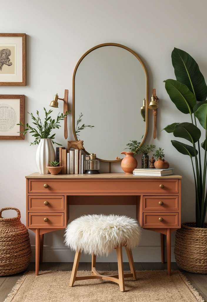 12 Stylish Bedroom Vanity Ideas for Book Lovers - 11. Eclectic Mix and Match Style