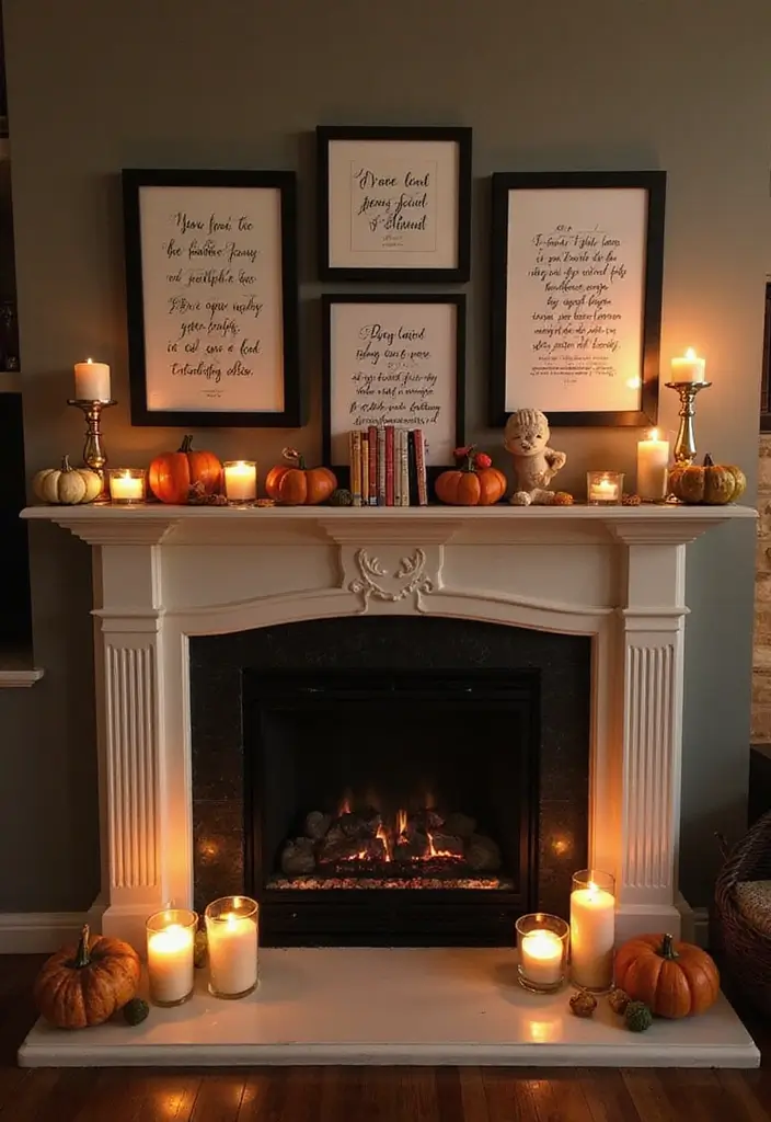 12 Easy DIY Halloween Fireplace Decor Ideas for Book Lovers - 10. Halloween Poetry Display