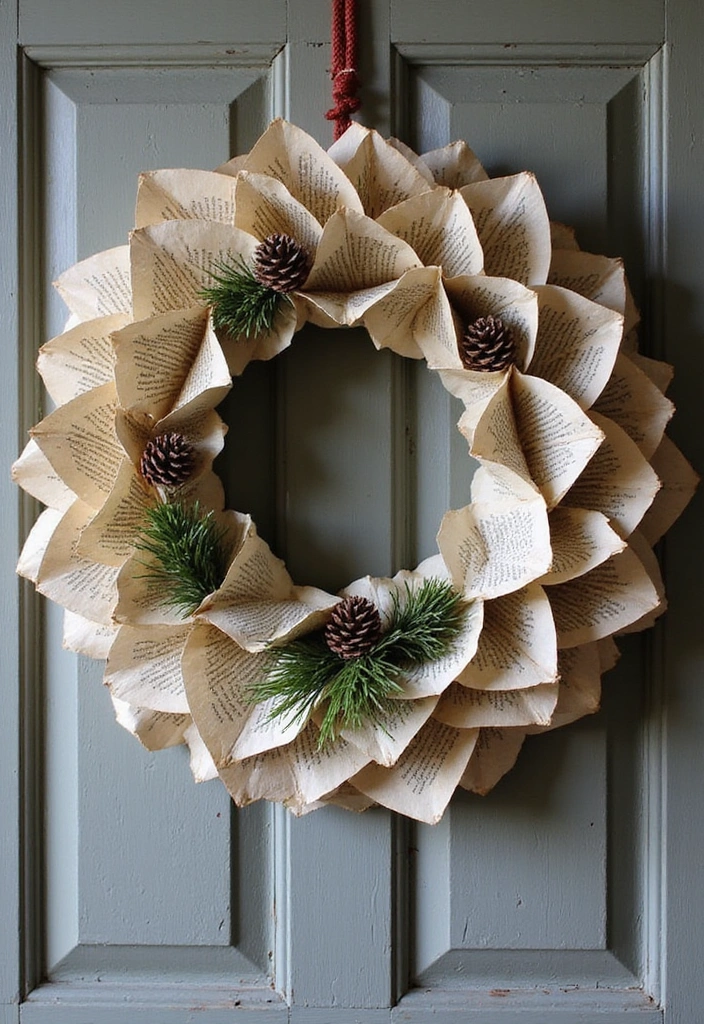 11 Thanksgiving Decor Ideas for Book Lovers That Will Make Your Home a Cozy Retreat! - 4. DIY Book Page Wreath