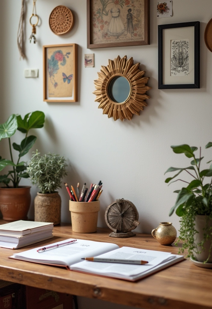 15 Boho Home Office Decor Ideas Every Book Lover Will Adore  - 9. Personalized Desk Accessories