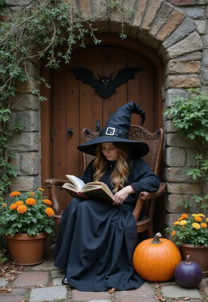 14 Quirky Halloween Home Garden Ideas for Book Lovers - 5. Witchy Reading Nook
