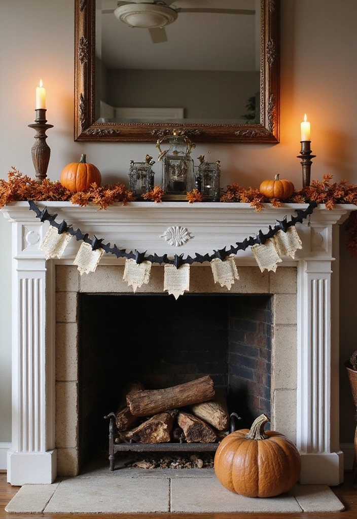 12 Easy DIY Halloween Fireplace Decor Ideas for Book Lovers - 5. Book Page Garland