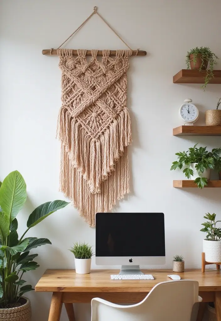 15 Boho Home Office Decor Ideas Every Book Lover Will Adore  - 1. Macrame Wall Hanging