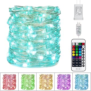 Minetom Color Changing Fairy String Lights - 33 ft 100 LED USB Silver Wi...