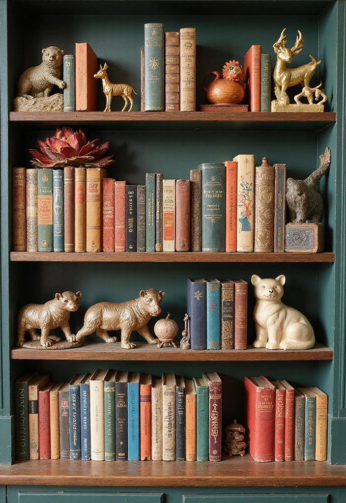15 Maximalist Vintage Decor Ideas Every Book Lover Needs to Try! - 4. Vintage Bookends for Character