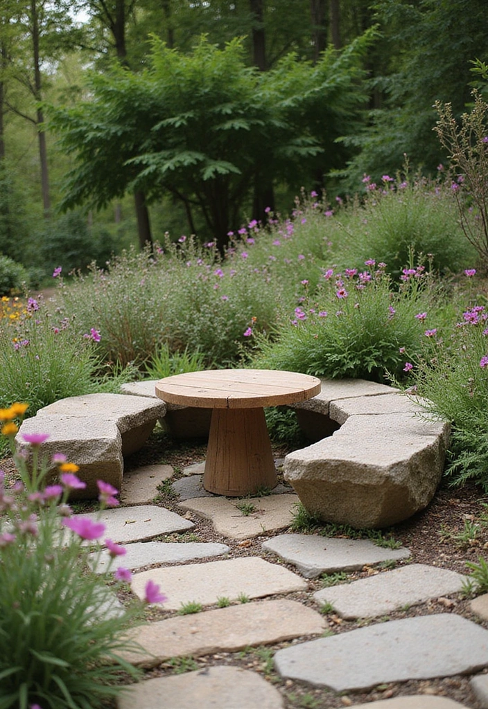 11 Minimalist Garden Nook Ideas for Bookworms (Elegance Meets Comfort!) - 6. Simple Rock Seating