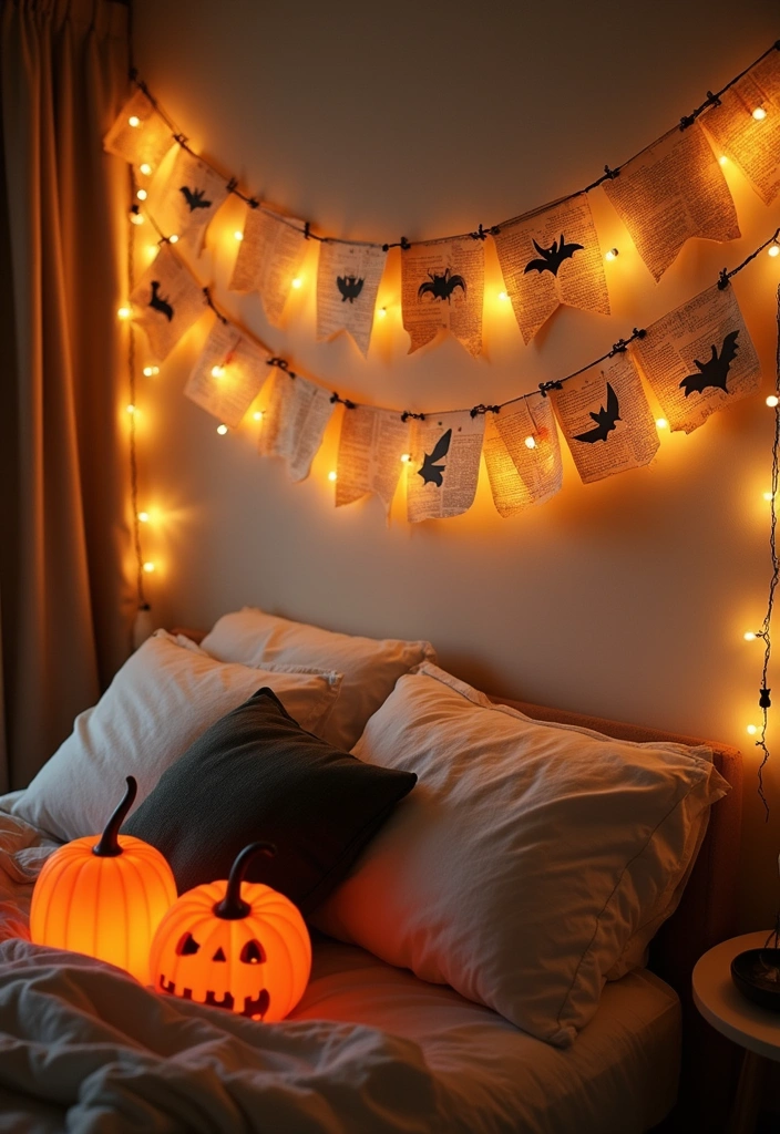 18 Chic Halloween Bedroom Decor Ideas for Book Lovers  - 1. Whimsical Book Page Banners