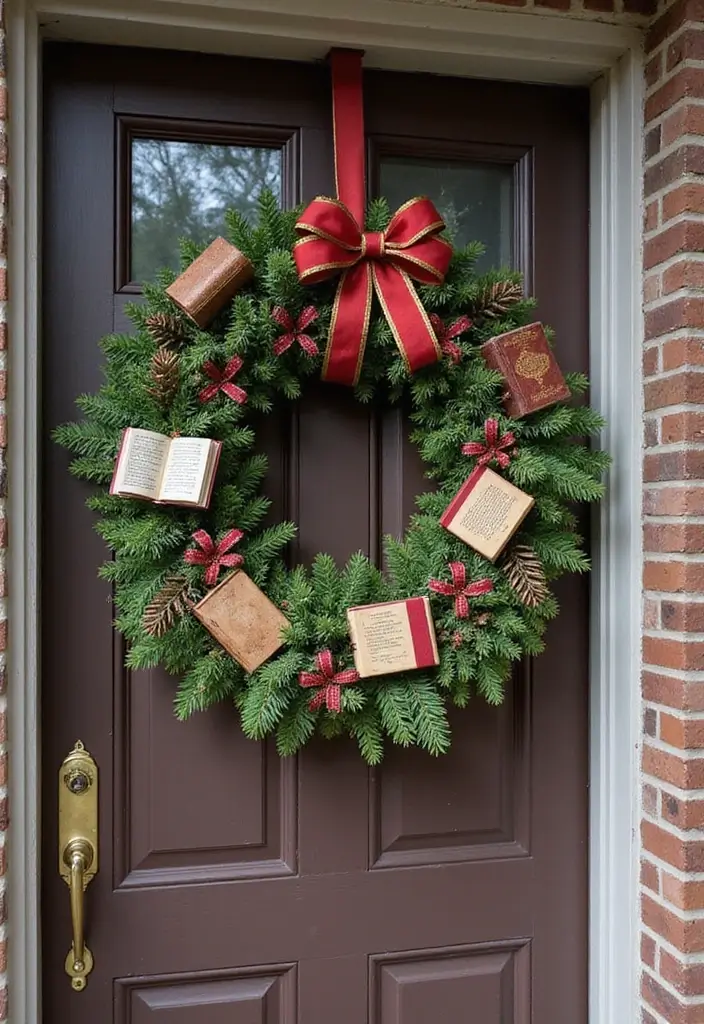 18 Enchanting Christmas Home Decor Ideas Every Book Lover Will Adore! - 3. Bookish Christmas Wreath