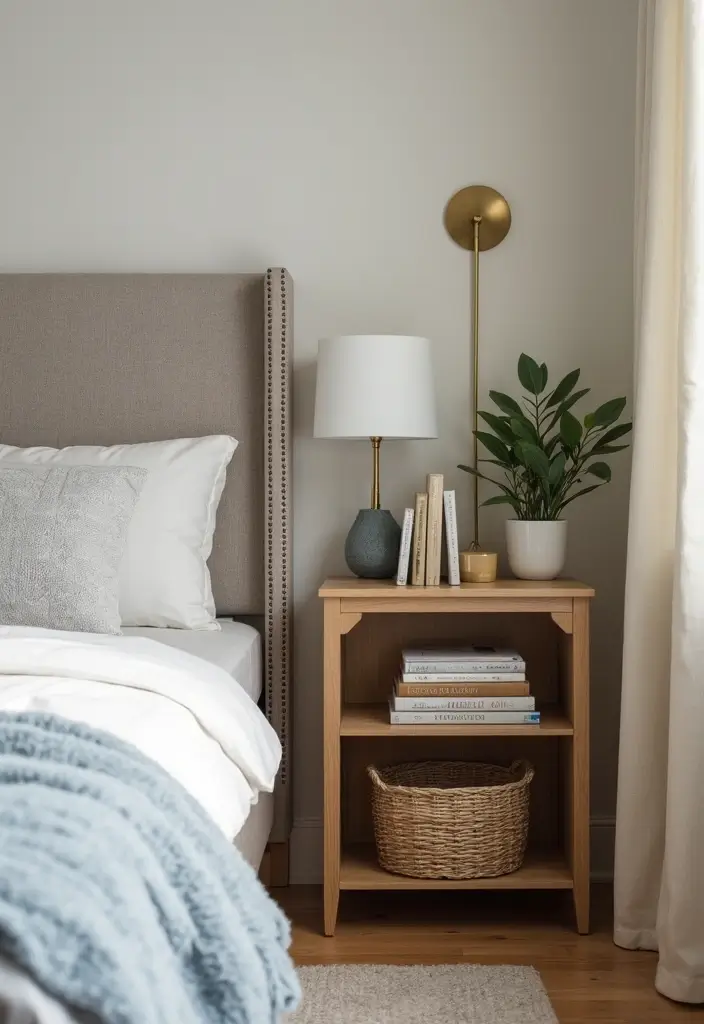 22 Modern Bedroom Decor Ideas for Book Lovers  - 14. Bedside Book Storage