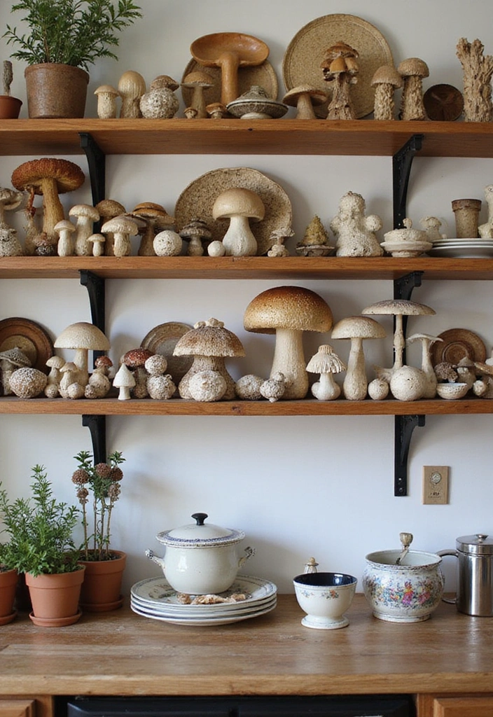 15 Whimsical Mushroom Kitchen Designs That Will Make Every Bookworm Smile! - 6. Vintage Mushroom Collectibles