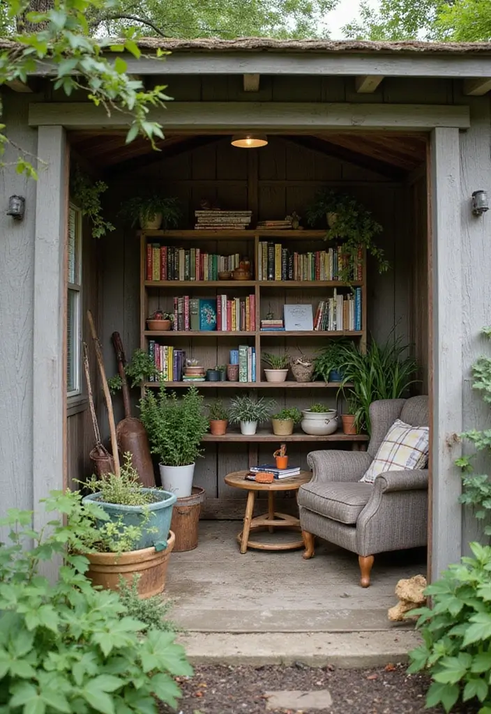14 Enchanting Small Garden Shed Ideas for Bookworms (Get Inspired! - 11. The Gardening Shed with a Twist