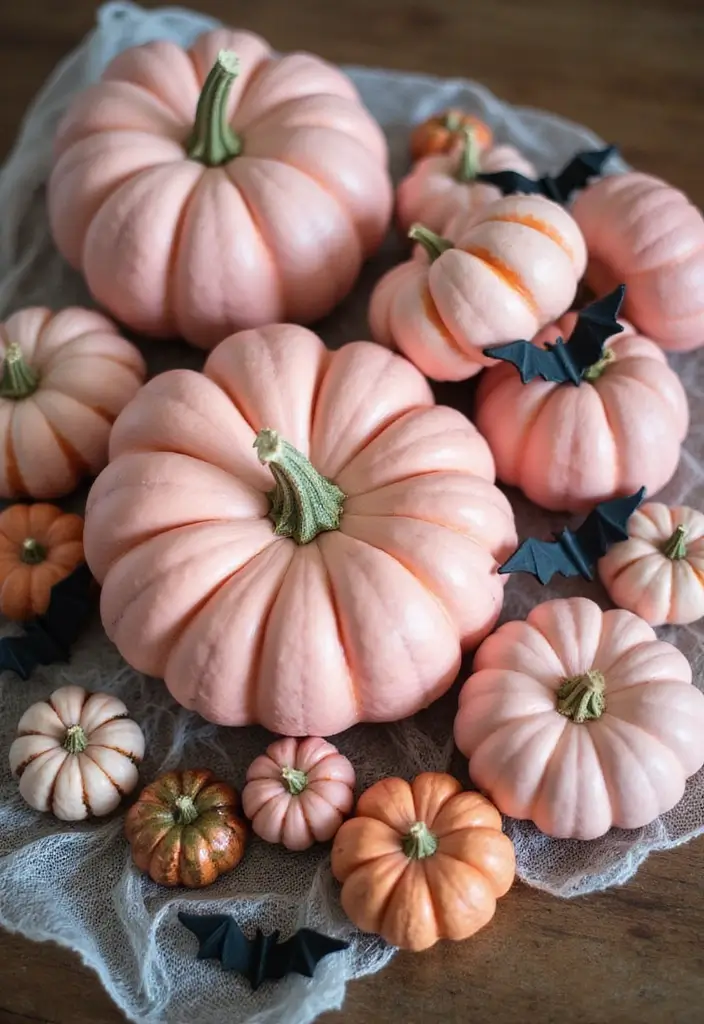 13 Adorable Pink Halloween Decor Ideas Every Book Lover Will Love - 1. Blushing Pumpkin Centerpieces