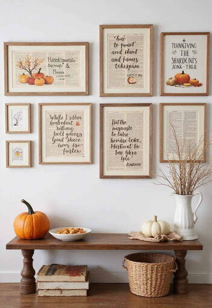 11 Thanksgiving Decor Ideas for Book Lovers That Will Make Your Home a Cozy Retreat! - 10. Literary-Themed Thanksgiving Art