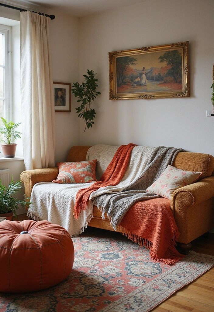 15 Boho Living Room Decor Ideas Every Book Lover Needs to Try - 3. Layered Textiles for Warmth and Texture
