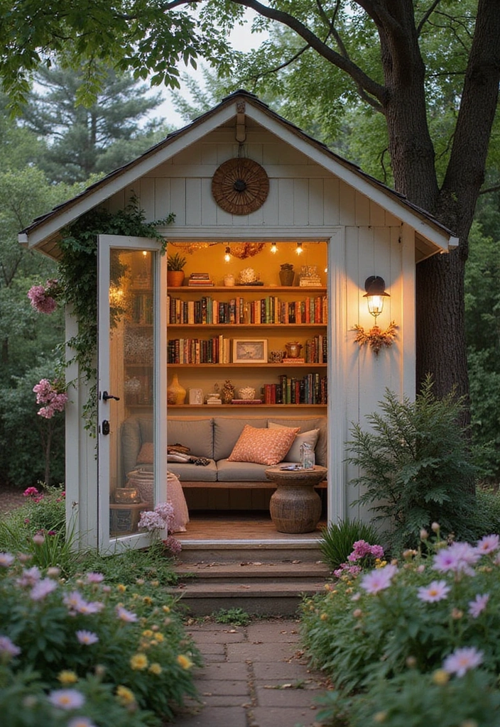 14 Enchanting Small Garden Shed Ideas for Bookworms (Get Inspired! - 13. The Romantic Shed