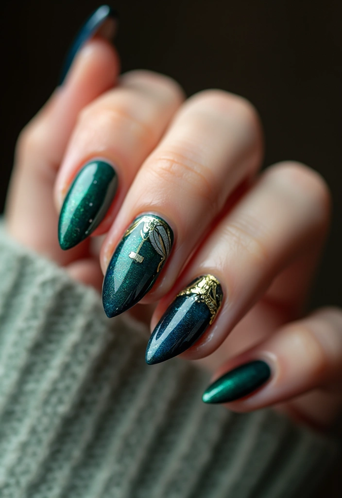 21 January Nail Art Ideas for Book Lovers That Are a Must-See! - 20. Ink and Quill Designs