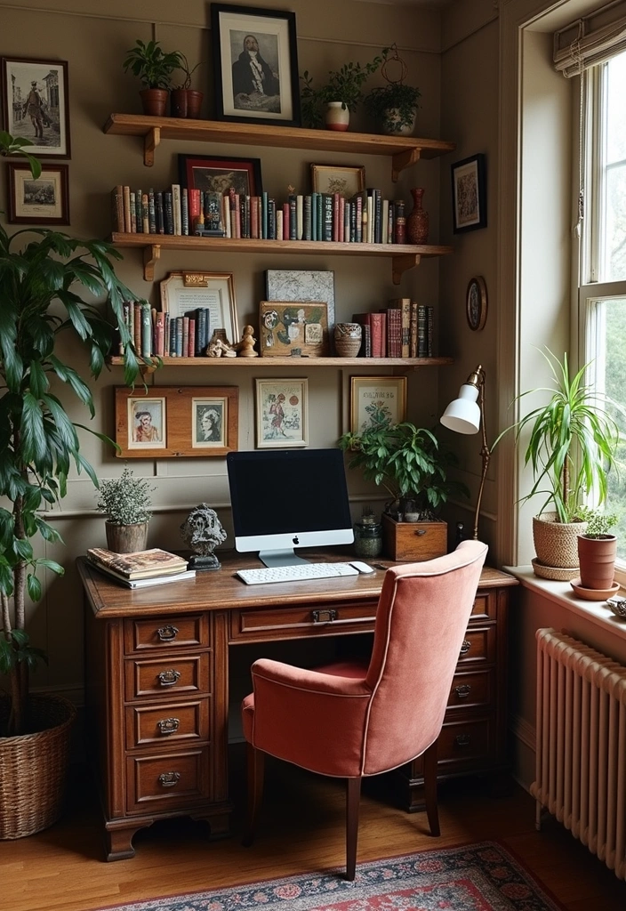 15 Maximalist Home Office Ideas for Book Lovers That'll Inspire Your Next Reading Nook! - 12. Layers of Artifacts