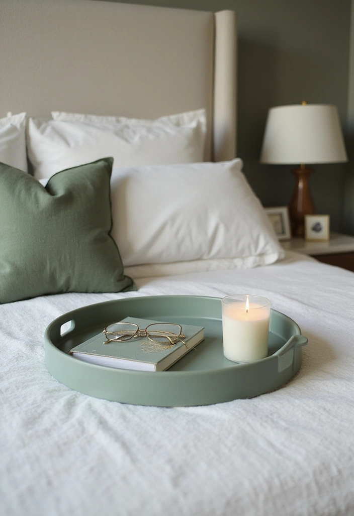 16 Sage Green Bedroom Decor Ideas That Speak to Every Book Lover’s Heart! - 11. Sage Green Decorative Trays