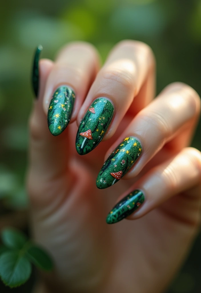 15 November Nail Designs That Will Make Every Book Lover's Heart Skip a Beat! - 11. Enchanted Forest