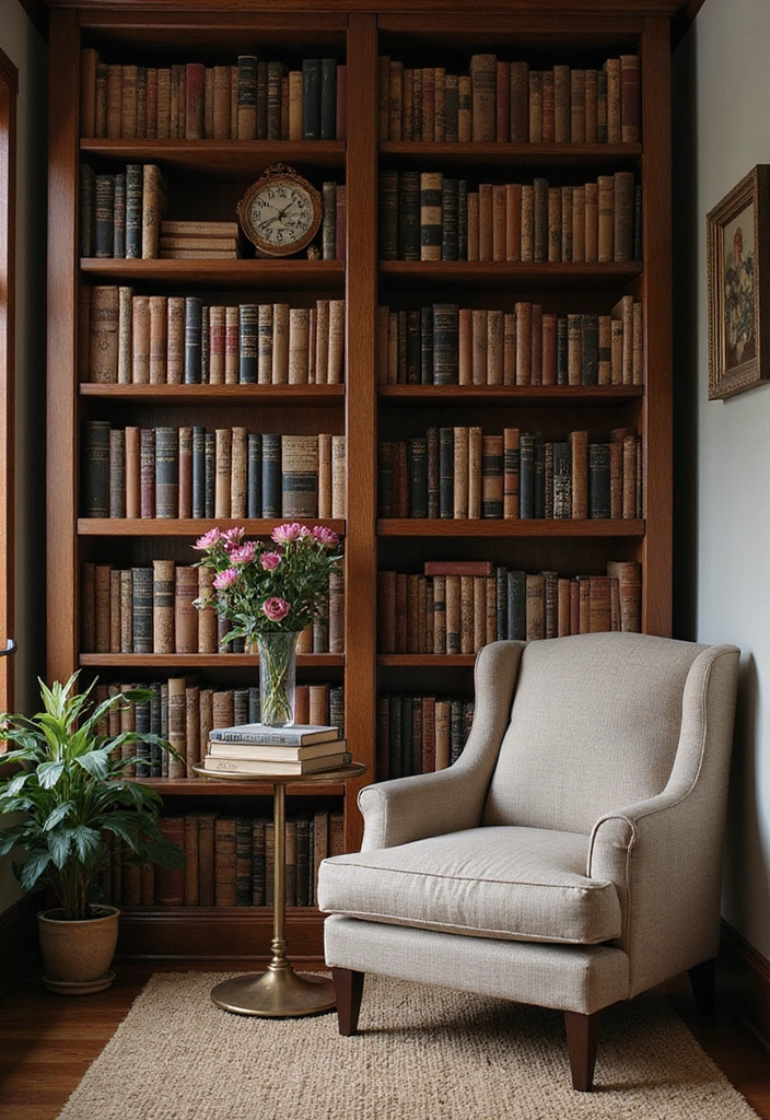 16 Book Lover's Living Room Ideas That Will Inspire Your Next Home Makeover! - 14. A Personal Library Corner