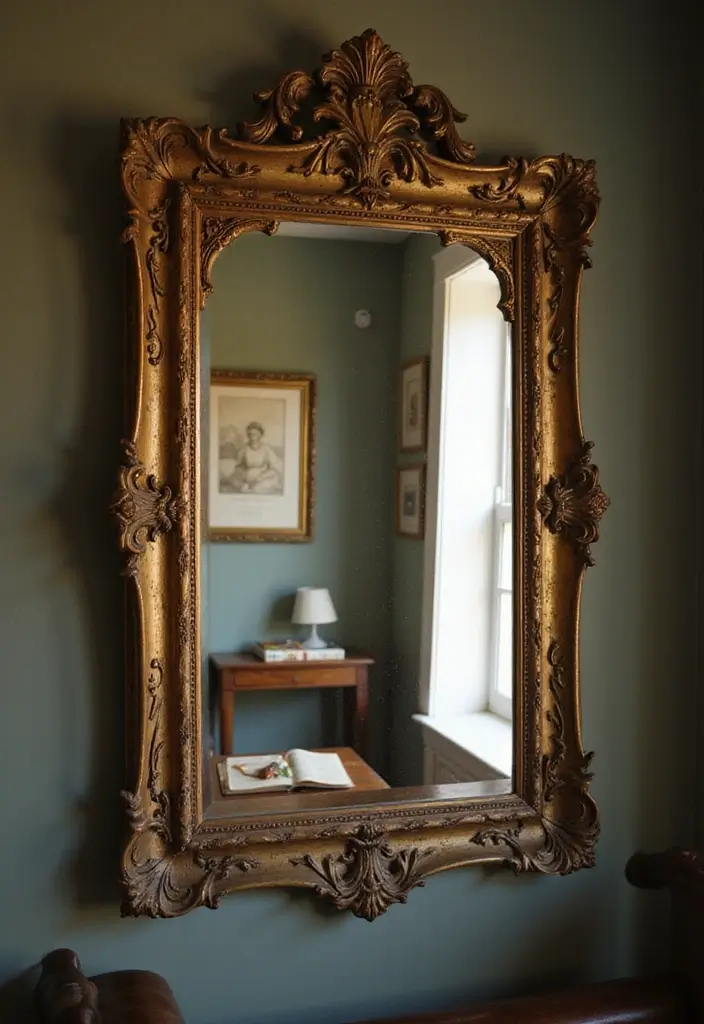 23 Aesthetic Grandmacore Home Decor Ideas for Book Lovers - 12. Antique Mirrors