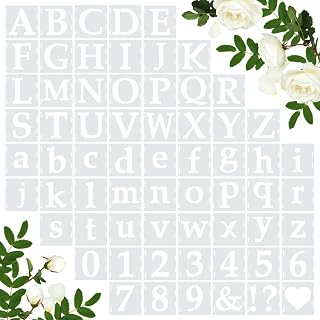 65 Pcs 4 Inch Plastic Painting Stencils Reusable Letters Numbers and Sym...