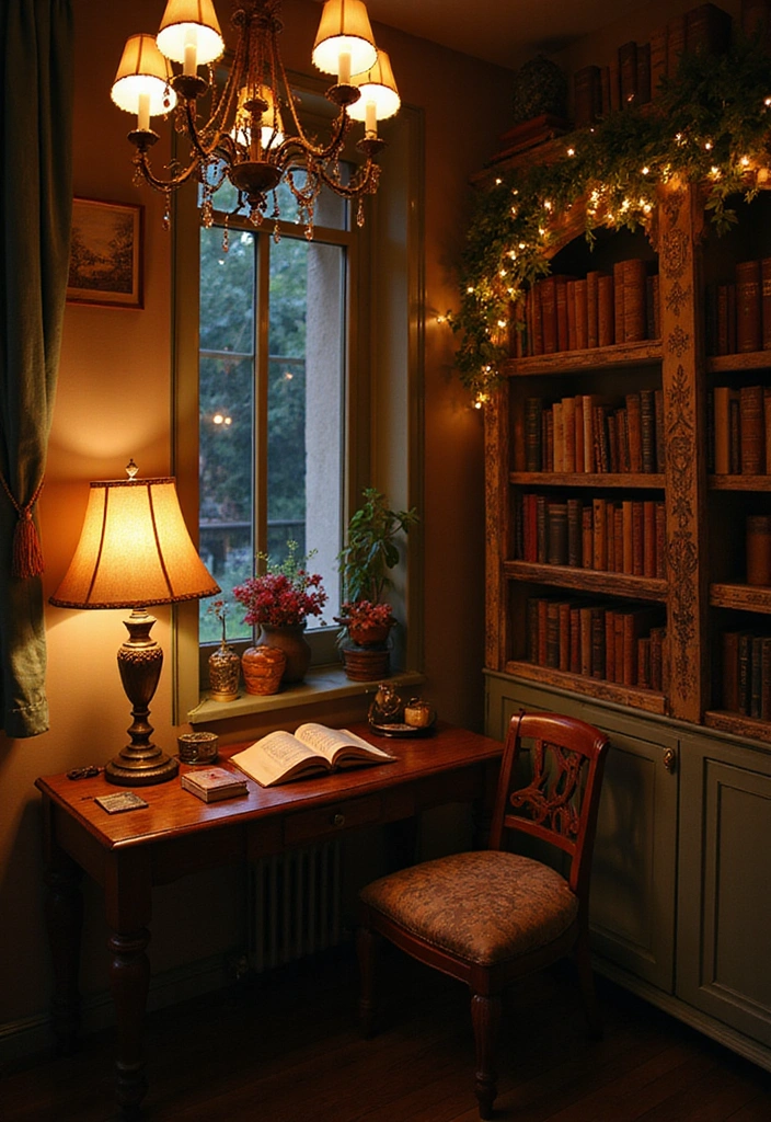 15 Dark Feminine Room Decor Ideas That Will Make Book Lovers Swoon! - 4. Enchanted Lighting