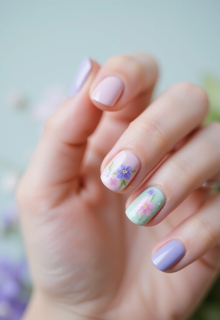 16 Chic Chrome Nail Art Ideas for the Stylish Bookworm (Don't Miss #3!) - 4. Pastel Chrome with Floral Designs