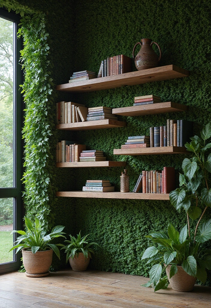 15 DIY Mini Japanese Garden Decor Projects for Book Lovers - 10. Floating Book Shelves