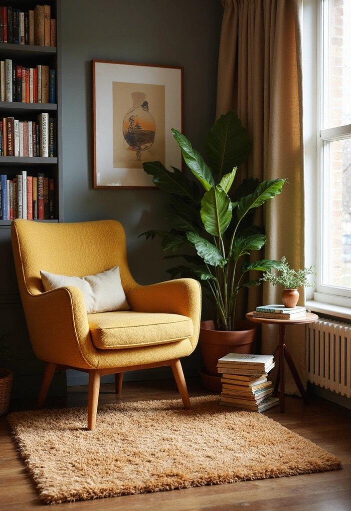 15 Mid-Century Book Nook Decor Ideas That'll Make You Want to Curl Up with a Classic! - 5. Textured Rugs