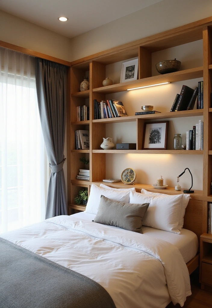15 Cozy Japandi Bedroom Decor Ideas That Will Inspire Every Book Lover! - 11. Built-in Storage