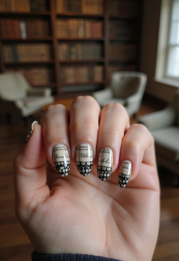 9 Romantic Bookish Valentine’s Day Nail Designs You’ll Want to Wear All Month - 7. Vintage Typewriter Vibes