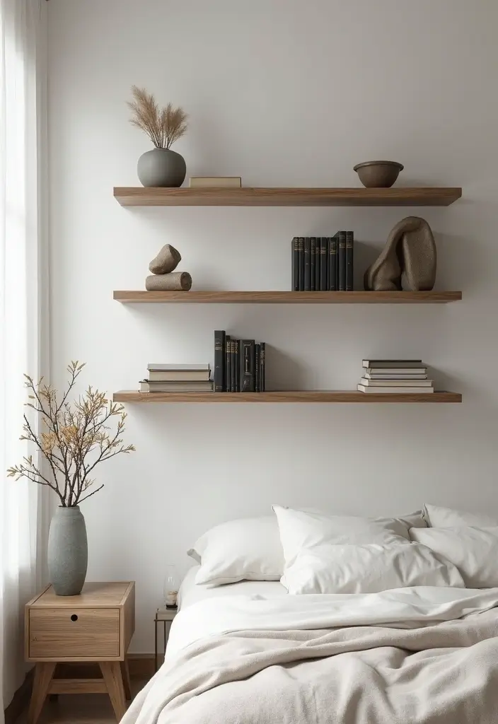 22 Modern Bedroom Decor Ideas for Book Lovers  - 10. Floating Shelves