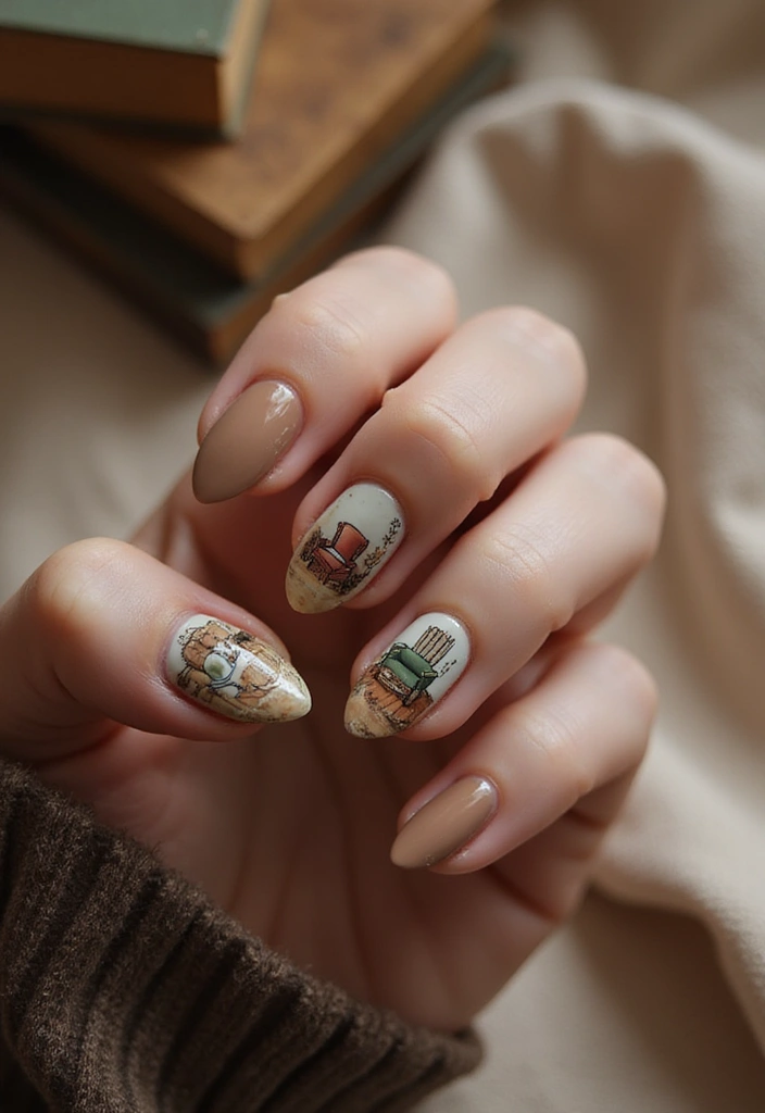 9 Cute Birthday Nail Ideas Every Book Lover Will Love - 3. Cozy Reading Nook
