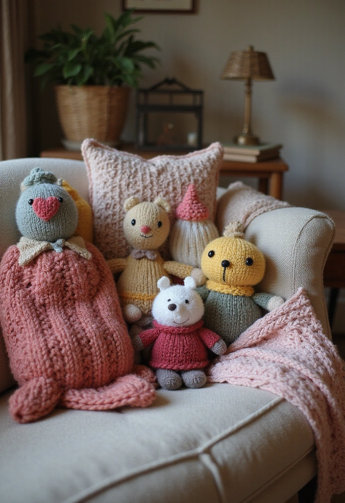 23 Aesthetic Grandmacore Home Decor Ideas for Book Lovers - 22. Knitted or Crocheted Decor