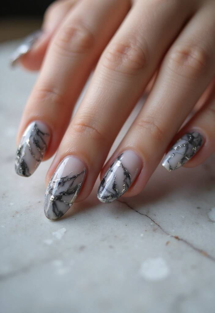 16 Chic Chrome Nail Art Ideas for the Stylish Bookworm (Don't Miss #3!) - 14. Marble Chrome for a Luxe Feel