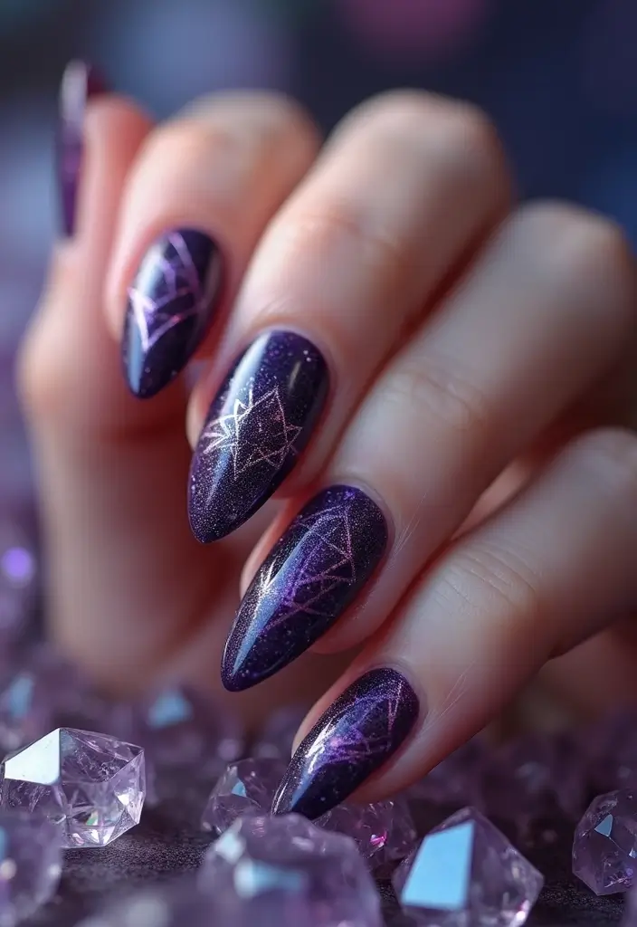 14 Gothic Nail Ideas That Will Make Every Book Lover's Heart Skip a Beat - 6. Mystic Crystals