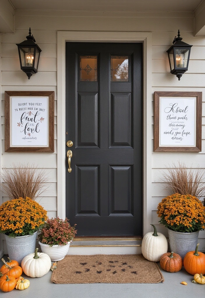 17 Enchanting Fall Door Decor Ideas for Book Lovers That Will Make Your Neighbors Jealous! - 13. Fall-Themed Literary Quotes in Frames