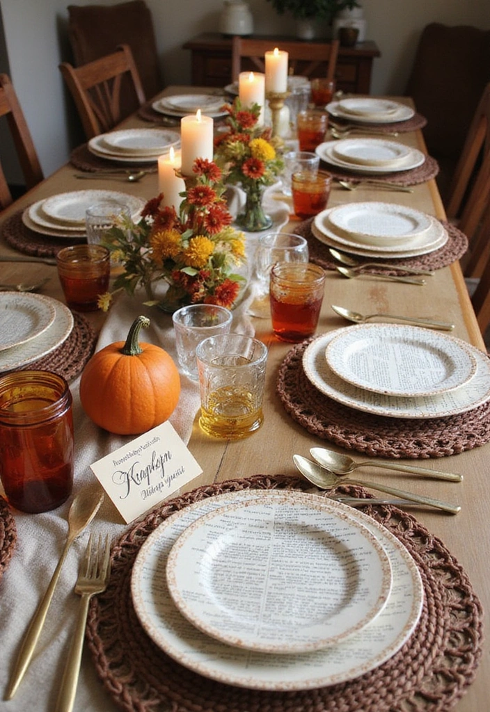 11 Thanksgiving Decor Ideas for Book Lovers That Will Make Your Home a Cozy Retreat! - 7. Book-themed Table Settings