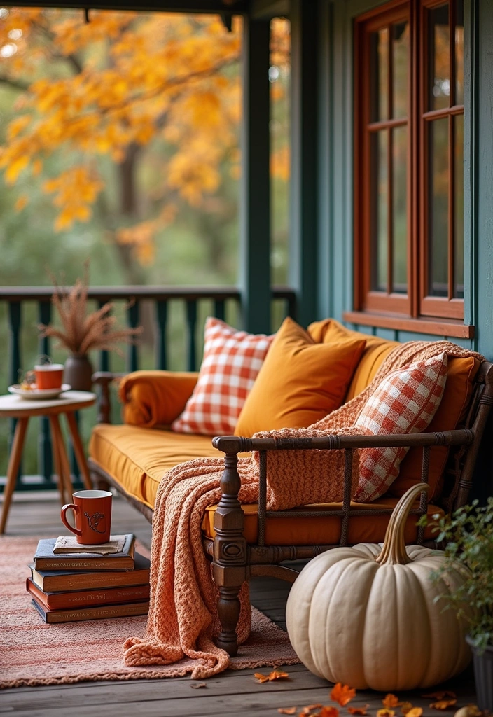 15 DIY Fall Front Porch Decor Ideas for Book Lovers - 3. Cozy Reading Nook