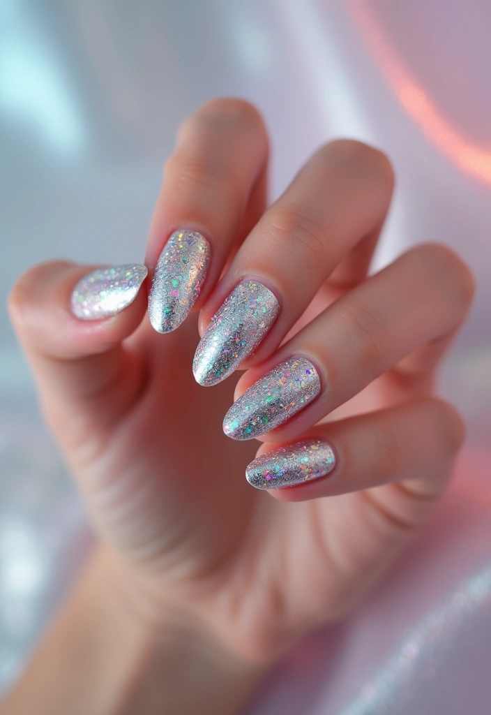 16 Chic Chrome Nail Art Ideas for the Stylish Bookworm (Don't Miss #3!) - 8. Glittery Chrome for Extra Sparkle