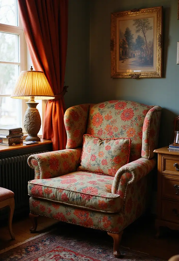 15 Maximalist Vintage Decor Ideas Every Book Lover Needs to Try! - 5. Overstuffed Armchairs in Bold Fabrics