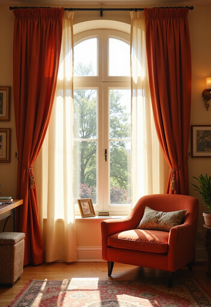 15 Mid-Century Book Nook Decor Ideas That'll Make You Want to Curl Up with a Classic! - 12. Elegant Window Treatments