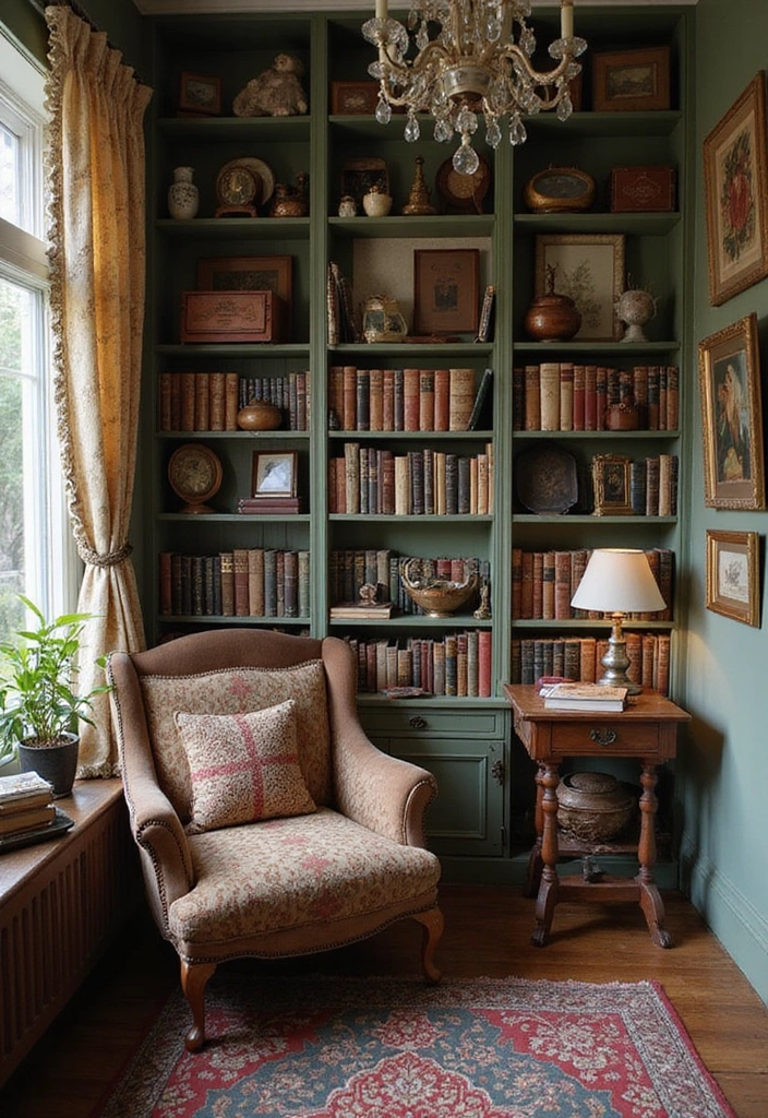 25 Cottagecore Book Nook Inspirations That Will Make You Dream of Reading! - 7. Antique Finds