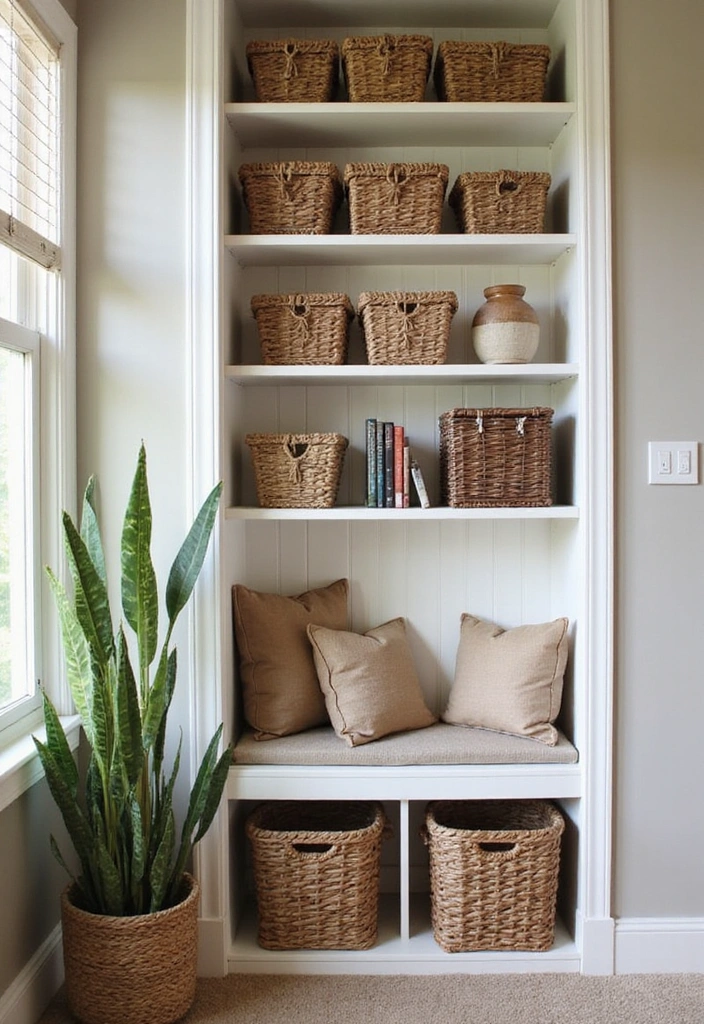 18 Cozy Japandi Book Nook Ideas for Book Lovers Who Crave Comfort! - 17. Functional Storage Solutions