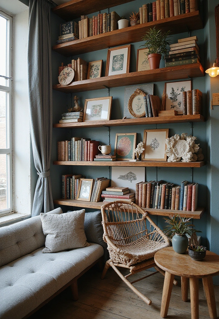 18 Cozy Japandi Book Nook Ideas for Book Lovers Who Crave Comfort! - 9. Artistic Wall Décor
