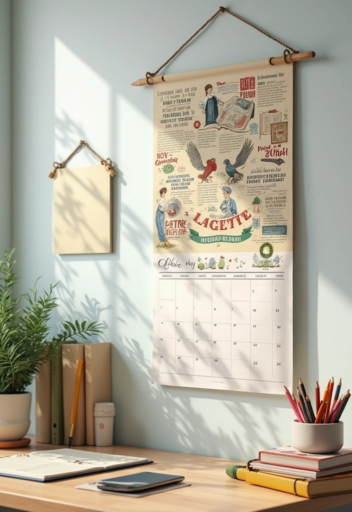 22 Easy Spring DIY Decor Projects for Book Lovers (Get Ready to Craft #18!) - 13. Literary Themed Wall Calendar
